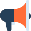 El icono de la extensión Read Aloud: un megáfono naranja y azul marino.